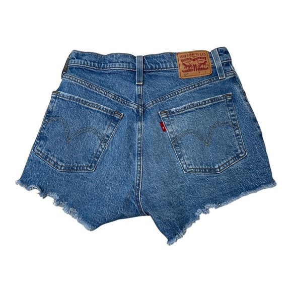 Levi’s 501 Short Raw Hen Destroyed Blue Jean Shorts Button Fly Womens size W26 - Picture 1 of 12